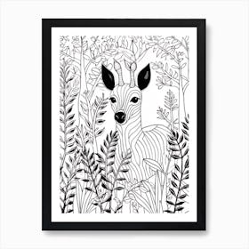 Line Art Jungle Animal Tapir 4 Art Print