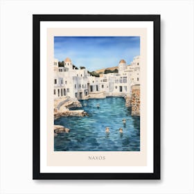 Swimming In Naxos Greece 3 Watercolour Poster Art Print