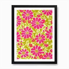 Fuchsia Floral Print Warm Tones 1 Flower Art Print