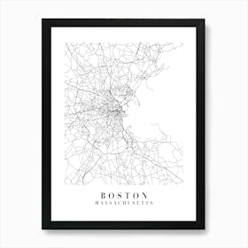 Boston Massachusetts Street Map Minimal Art Print
