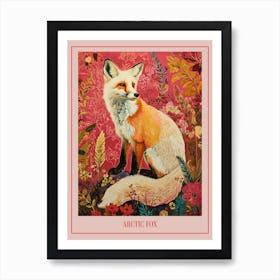 Floral Animal Painting Arctic Fox 4 Poster Art Print