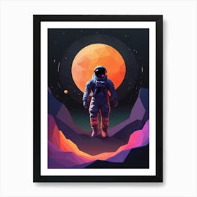 Low Poly Astronaut Minimalist Sunset (55) Art Print