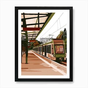 Train Station Illustration Vector Art Print