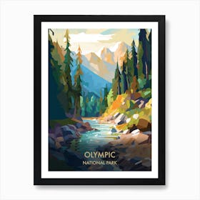 Olympic National Park Travel Poster Illustration Style 3 Art Print