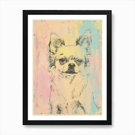 Chihuahua Dog Watercolour Line Illustration Art Print