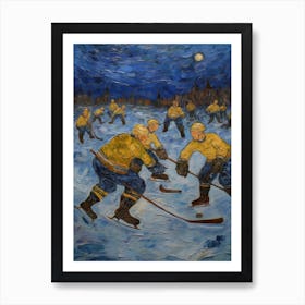 Ice Hockey In The Style Of Van Gogh 3 Art Print