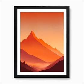 Misty Mountains Vertical Composition In Orange Tone 375 Art Print