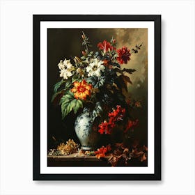 Baroque Floral Still Life Lobelia 4 Art Print