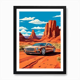 A Bentley Continental Gt In The Andean Crossing Patagonia Illustration 2 Art Print
