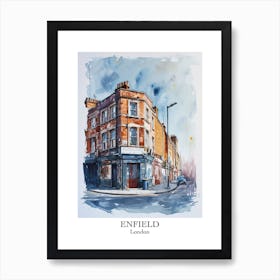 Enfield London Borough   Street Watercolour 3 Poster Art Print