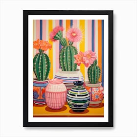 Cactus Painting Maximalist Still Life Ferocactus Cactus 2 Art Print