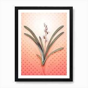 Boat Orchid Vintage Botanical in Peach Fuzz Polka Dot Pattern n.0117 Art Print