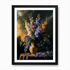 Baroque Floral Still Life Larkspur 4 Art Print