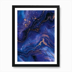 Abstract Blue And Gold Painting 5 Art Print