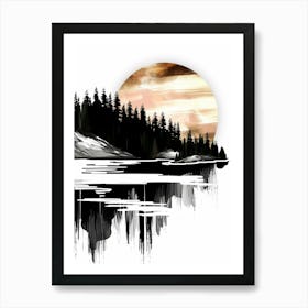 Landscape With Trees And Moon Art Print