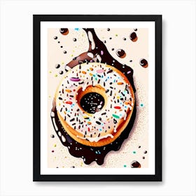 Bite Sized Bagel Pieces Dipped In Melted Chocolate And Sprinkles Marker Art 4 Art Print