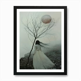 Girl In A White Dress Art Print