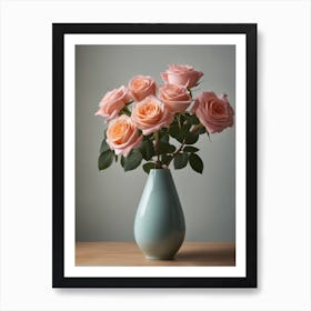 A Vase Of Pink Roses 42 Art Print