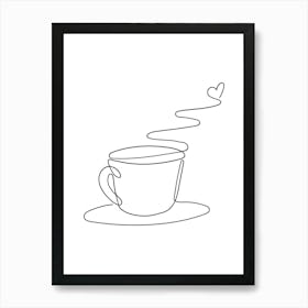 Cup Of Coffee hand drawing minimalist line art Art Print