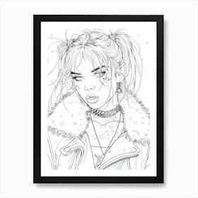 Mod Girl Black And White 15 Art Print