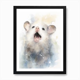 Light Watercolor Painting Of A Nocturnal Possum 3 Art Print