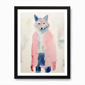 Playful Illustration Of Wolf For Kids Room 1 Art Print