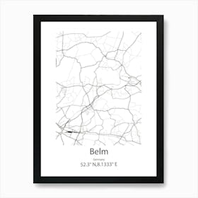 Belm,Germany Minimalist Map Art Print