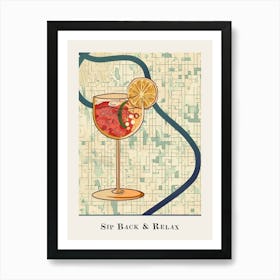 Sip Back & Relax Tile Poster 1 Art Print