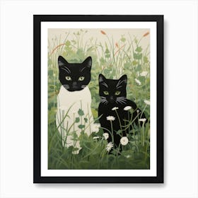 Two Cats In The Meadow 1 Art Print