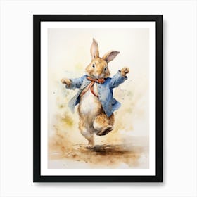 Bunny Dancing Rabbit Prints Watercolour 5 Art Print