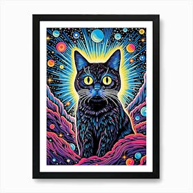 Quantum Purrwave, Psychedelic Cats series Art Print