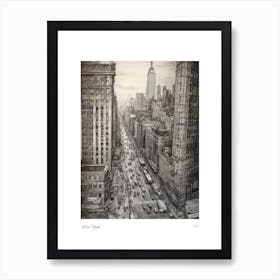 New York Usa Pencil Sketch 3 Watercolour Travel Poster Art Print