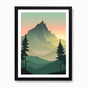 Misty Mountains Vertical Composition In Green Tone 53 Art Print