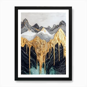 Zagros Range Golden Peaks - Nature’s Elegance Art Print