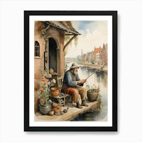 Man Fishing Art Print