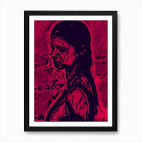 Girl Portrait In Red Art Print