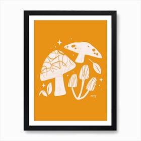 Abstract Mushrooms Yellow    Art Print