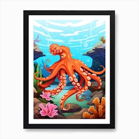 Giant Octopus Kids Illustration 1 Affiche