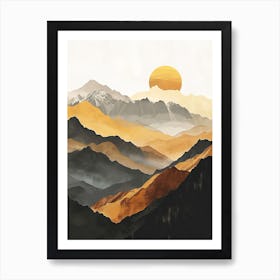 Sunset In The Mountains Peaks 1 Art Print