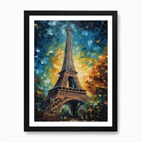 Eiffel Tower Paris France Vincent Van Gogh Style 14 Art Print