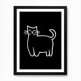 Monochrome Sketch Cat Line Drawing 3 Art Print