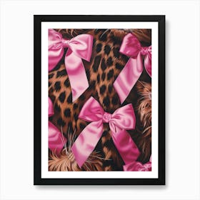 Pink Lace Animal Print Bow Pattern Art Print