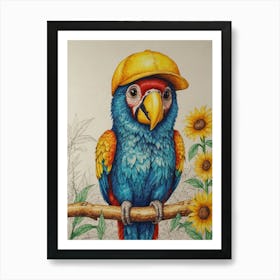 Parrot In Hat Art Print