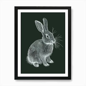 Checkered Giant Rabbit Minimalist Illustration 3 Art Print