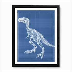 Velociraptor Dinosaur Blue Print Inspired 2 Art Print