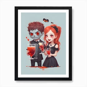 Halloween Cute Couple Art Print