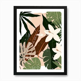 Tropical Leaves And Flowers 3 Art Print