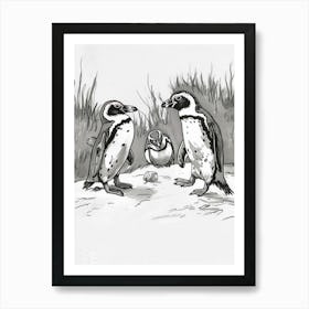 African Penguin Squabbling Over Territory 1 Art Print