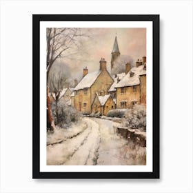 Vintage Winter Painting Cotswolds United Kingdom 1 Art Print