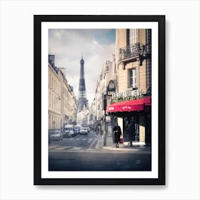 Paris Street Scene With Eiffel Tower Art Print